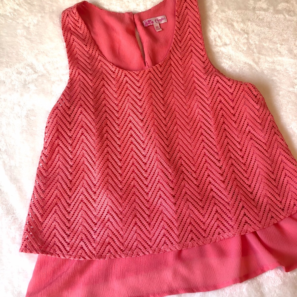 candies pink sleeveless blouse